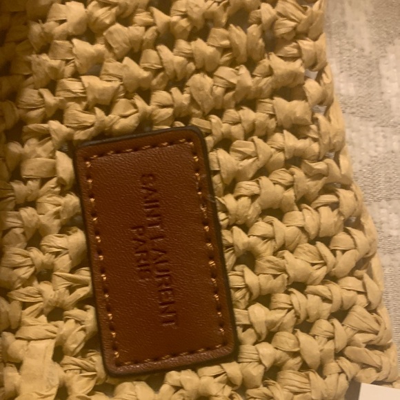 Saint Laurent Raffia Tote in Tan with Gold YSL Emblem - Picture 7 of 11